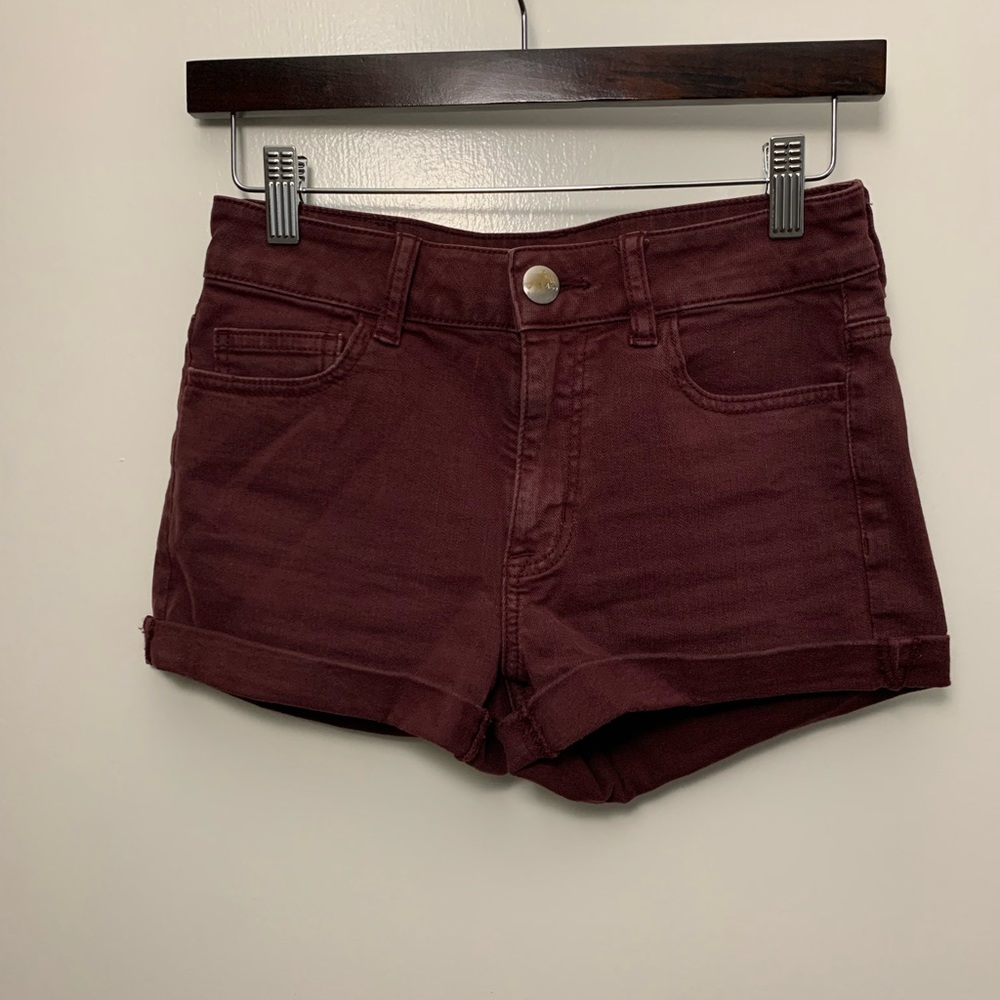 A&E burgundy jean shorts